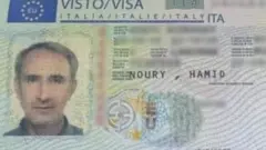 تصویر ویزای ورود حمید نوری به اروپا؛ او اکنون به اتهام دست داشتن در کشتار ۶۷ در سوئد در بازداشت است