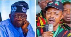 Aworan Aarẹ Naijiria Bola Tinubu ati Aarẹ ẹgbẹ oṣiṣẹ Joe Ajaero