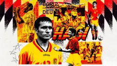 Montagem colorida com Gheorghe Hagi em destaque