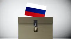 Russian flag being put into a ballot box