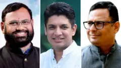 (डावीकडून) सुधाकर अडबाले, सत्यजित तांबे आणि धीरज लिंगाडे