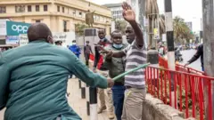 ፖሊስ ግለሰብ እየደበደበ