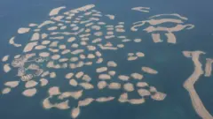 Aerial shot of The World Dubai