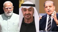 பிரதமர் மோதி, ஷேக் முகமது பின் சையத் அல் நஹ்யான் மற்றும் ஷாபாஸ் ஷெரீப்