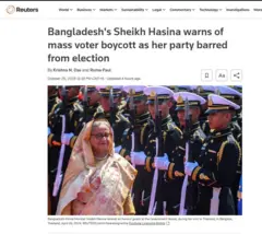 বার্তা সংস্থা রয়টার্স আজ শেখ হাসিনার সাক্ষাতকারভিত্তিক সংবাদ প্রকাশ করেছে