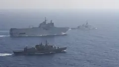 13 Ağustos'ta Fransız ve Yunan gemileri tatbikatta.