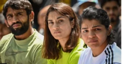 बजरंग पुनिया, विनेश फोगाट आणि साक्षी मलिक 