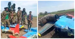 Jeettii Shawaa Bahaa aanaa Booraatti kuftee caccabde. Hidhattoonni uffata waraanaa fi uffata biraa uffatan meeshaa waraanaa qabatanii bira dhaabbatu. Karaa bitaarraan jiru. Xiyyaarri waraanaa kufte kan isaan bira dhaabbatan halluu diimaa fi cuquliisa qaba