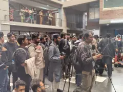 Protest at University of Asia Pacific (UAP) yesterday