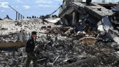 米ロサンゼルス近郊マリブ・ビーチ地区の火災現場を調べる警官と警察犬