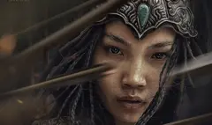 Detalle del afiche de la película "Khutulun, la princesa guerrera" (2021), coproducida por Shuuder Productions y Voo Broadcasting.