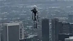 A police helicopter captured an inflatable Halloween decoration floating over LA
