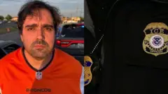 Montagem com brasileiro preso e ícone do Ice