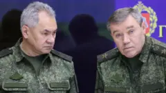 ロシアのセルゲイ・ショイグ前国防相（左）とヴァレリー・ゲラシモフ参謀総長