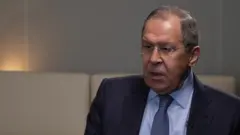 Sergei Lavrov talking to the BBC