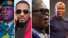 Foto of late Toreed Lagbaja, Junior Pope, Onyeka Onwenu and Herbert Wigwe