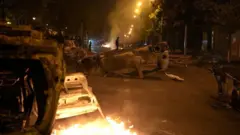 Burning cars in Nanterre