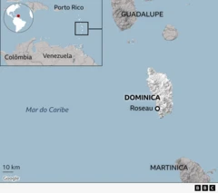Mapa mostrando localização da Dominica