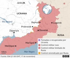 Gráfico del este de Ucrania con los avances rusos