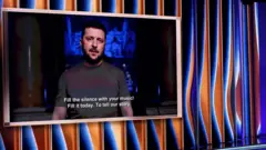 Volodymyr Zelensky addressed the Grammys audience