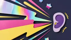 Diseño colorido de oreja y ondas sonoras