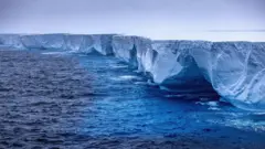 An aerial shot of A76a iceberg