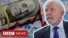 Montagem mostra imagem do presidente Lula com notasuper senadólar ao fundo