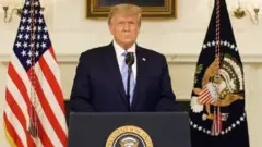 President Trump speaks via a video on Twitter the day after the Capitol riot, 7 January 2021