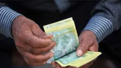 सय रुपैयाँको नोट गनिरहेका एक व्यक्ति