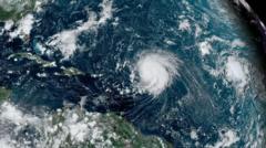 O furacão Lee, em imagem de satélite