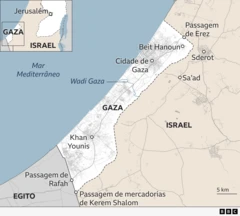 Mapa da Faixa de Gaza