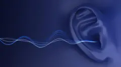 Ilustração da vibração do som até um ouvido humano