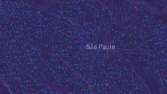 Mapa de São Paulo com indicações de casos de covid-19