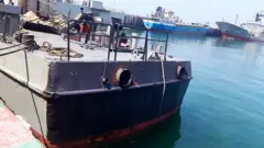 Photo from the Iranian military's website showing the damaged naval vessel Konarak at port on 11 May 2020