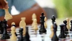 A chess board and pieces.