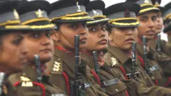 Women officer contingent of the Indian Army march during the Army Day parade at Delhi Cantt on January 15, 2015 in New Delhi.