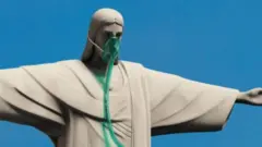 Capa da revista 'The Economist' mostra Cristo Redentor com máscara de oxigênio e a manchete "Na beira"