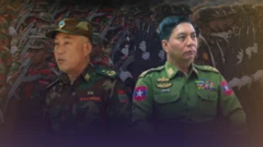 တအာင်းတပ်(TNLA)က ဒုဗိုလ်ချုပ်ကြီးတားဂျုတ်ဂျားနဲ့ အမှတ်(၁)အထူးစစ်ဆင်ရေးအဖွဲ့မှူး ဒုတိယဗိုလ်ချုပ်ကြီး ကိုကိုဦး တို့သရုပ်ဖော်ပုံ 