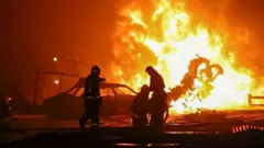 रुसको पेट्रोल पम्पमा भएको आगलागी