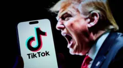 صورة لترامب وشعار لتطبيق تيك توك