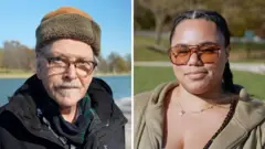 Podzielony ekran. Ralph po lewej, Lydia po prawej.