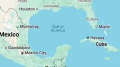 アメリカでグーグルマップを見るとメキシコ湾が「アメリカ湾」になっている