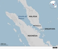 Mapa do estreito de Malaca