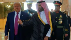 دونالد ترامب وولي العهد السعودي محمد بن سلمان. 