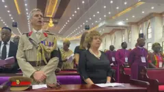 British High Commissioner to Nigeria, Catriona Laing and Defence Attache Matt Munroe attend di service