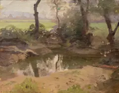 Bức tranh "Sous-bois au soleil couchant"