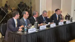 Os empresários brasileiros durante a audiência nos Estados Unidos.