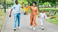 A family taking a walk together