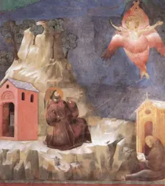 Afresco atribuído a Giotto mostra São Francisco tendo a visão de um anjo