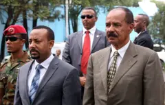 ቀዳማይ ሚኒስተር ኣብይ ኣሕመድን ፕረዚደንት ኢሳይያስ ኣፈወርቅን [16 ሓምለ 2018 ኣዲስ ኣበባ]